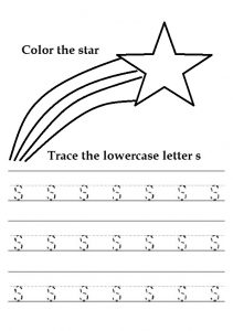 Trace the lowercase letter s worksheet for color the star