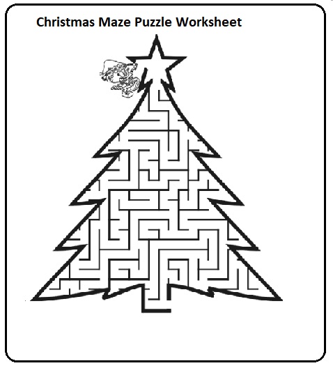 kindergarten christmas maze puzzle free worksheets - Preschool Crafts