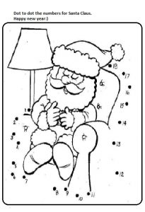 santa claus happy new year dot to dot worksheets for preschool