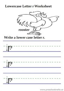 writing lowercase letter r practice worksheet for kindergarten