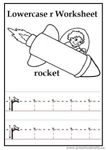 writing lowercase letter r is for rocket worksheets for 1st grade