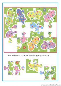 Match puzzle worksheet for preschool and kindergarten
