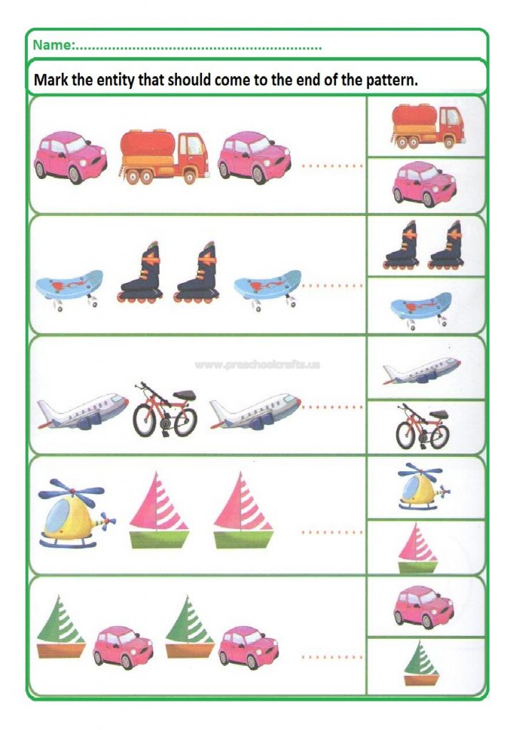 Pattern worksheet for preschool and kindergarten