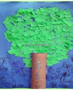 toilet paper tree craft idea for preschool and kindergarten