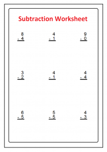 Beginner Subtraction Worksheet for Kindergarten free printable