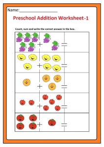 Preschool Basic Addition Worksheet 1 Free Printable