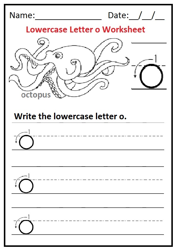 Printable Lowercase Letter O Writing Worksheet
