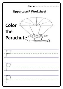 Trace the uppercase letter P worksheet for preschool and kindergarten