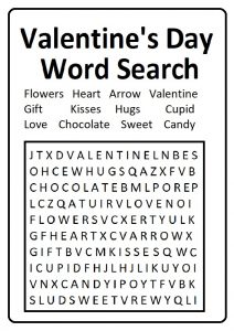 Valentine's Day Word Search Worksheet