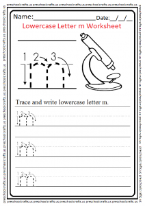 Lowercase Letter M Worksheet for Preschool and Kindergarten