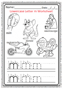 Lowercase Letter m Worksheet for Preschool - Kindergarten