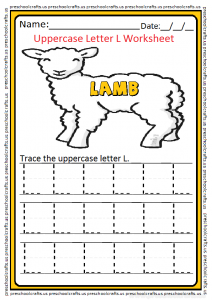 Trace the Uppercase Letter L Worksheet for Preschool and Kindergarten