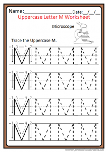 Trace the Uppercase Letter M Worksheet Preschool