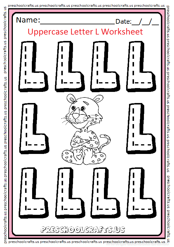 Letter L Worksheet For Preschool Alphabet Learning Letters Uppercase 