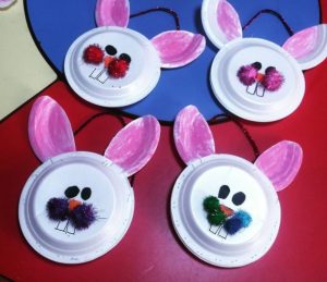 preschool spring themed rabbit crafts by paper plate