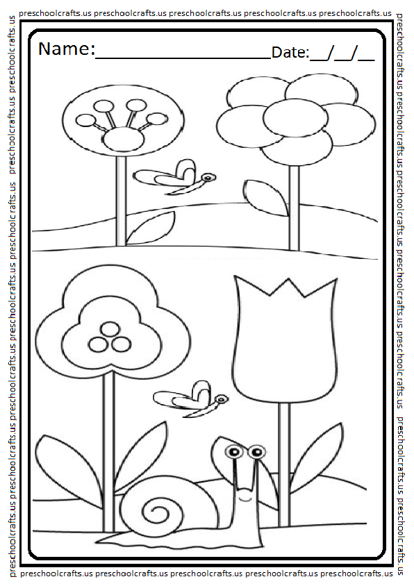 Spring Themed Coloring Page for Preschool and Kindergarten