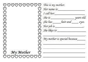 Mothers Day Worksheet free printable